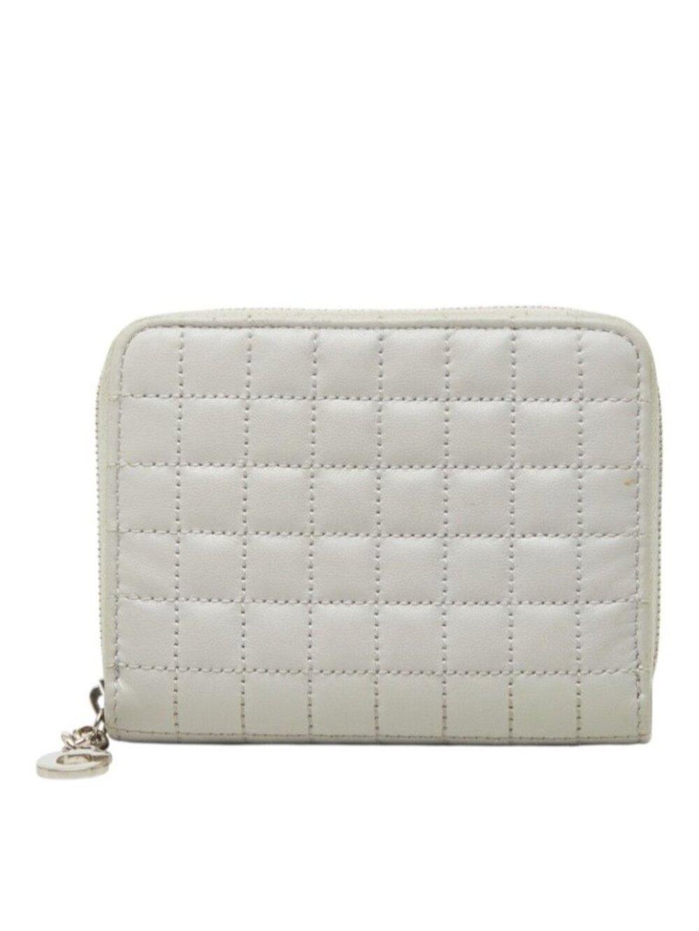 Celine C Charm Coin Purse Card Case Gray Leather